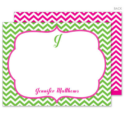 Green Chevron Flat Note Cards